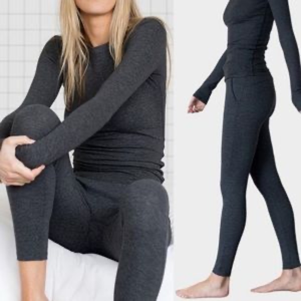 LUNYA Restore Thermal High Rise Legging Gray Heather  NWOT